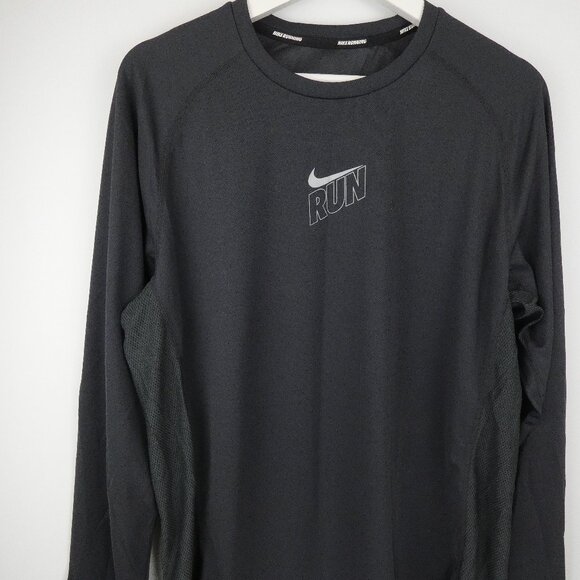 Nike Shirt Mens Large Gray Running Long Sleeve DriFit Stay Cool Ventilated RUN - Picture 2 of 16